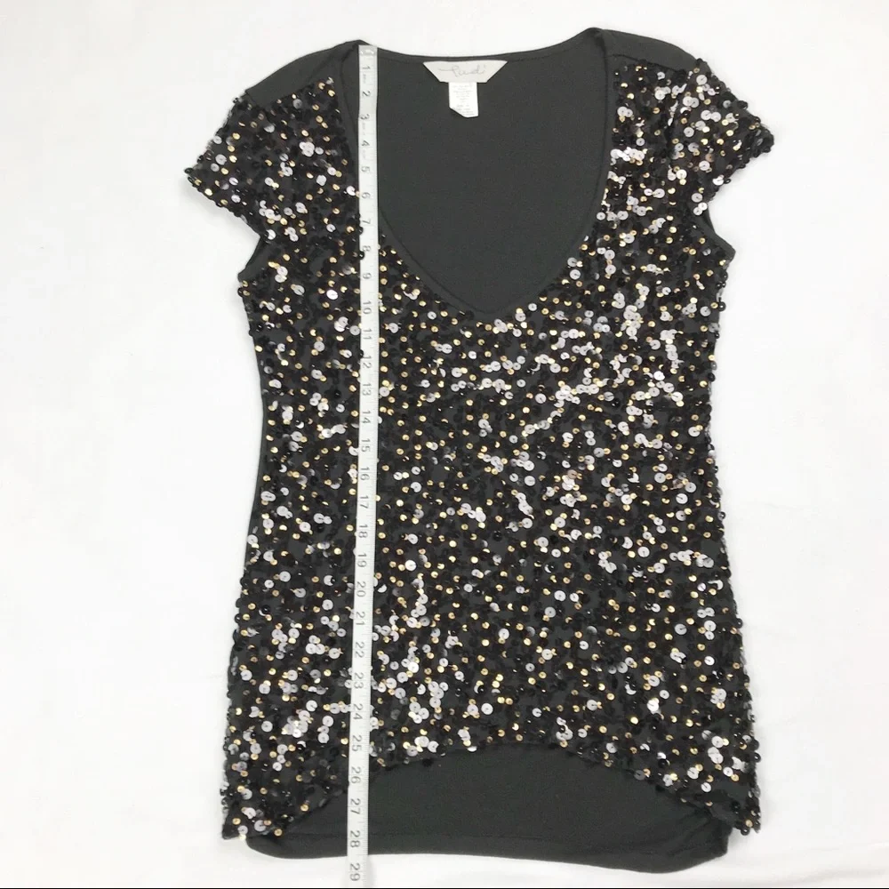 Victoria’s Secret Ludi Sequin Embellished Women's Black V Neck Top Size Medium - Picture 7 of 8